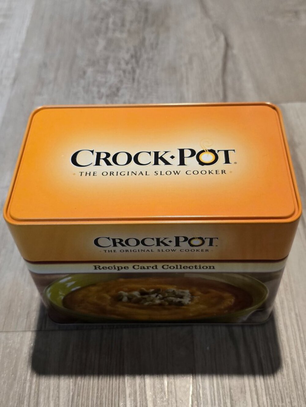 Crock-Pot Recipe Card Collection Collectible Hinged Kitchen Tin Box